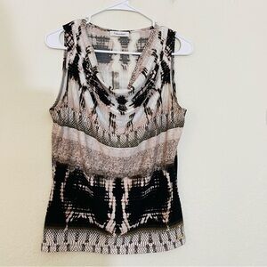 Calvin Klein Snake Print Sleeveless Casual Blouse Women Size Small Brown/Black